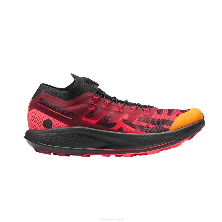 T884771 Salomon fekete-tüzes korall-mákos vörös unisex trail futócipő pulsar trail pro ciele fekete-tüzes piroshoz