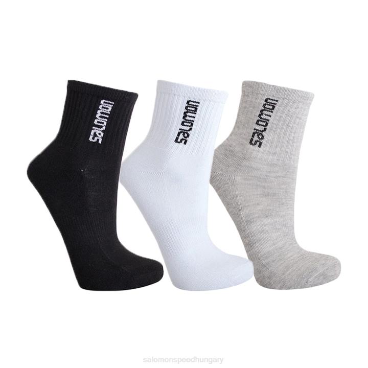 T8843308 Salomon fekete-fehér-szürke melanzs 3 csomagos crew unisex zokni fekete-fehér-szürke melange