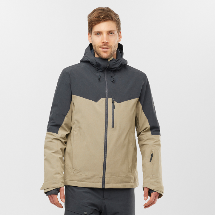 T884585 Salomon kesudió-plaza taupe-heather férfi hőszigetelt kapucnis kabát nyom nélküli kesudió-plaza taupe-heather