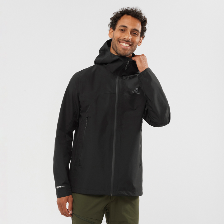 T884596 Salomon fekete férfi shell kabát körvonalú gore-tex 2,5 rétegű fekete