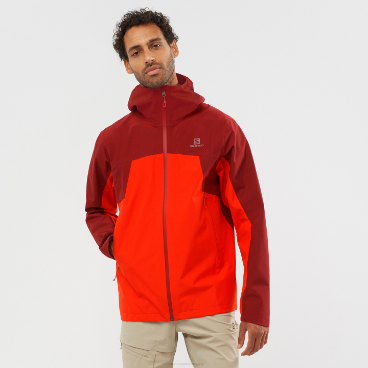 T884597 Salomon tűzpiros-cabernet férfi shell kabát körvonalú gore-tex 2,5 rétegű tűzpiros cabernet