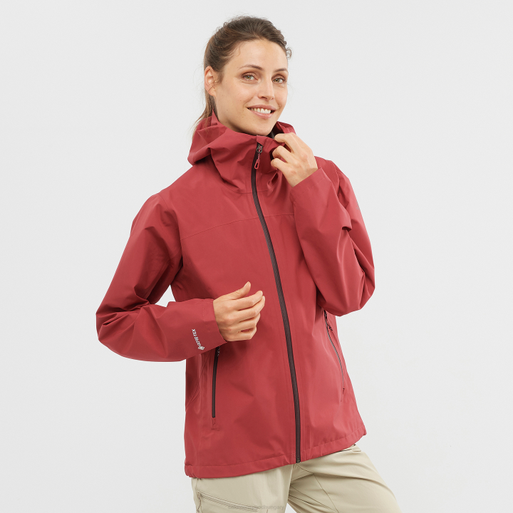 T884600 Salomon föld vörös női shell kabát körvonalú gore-tex 2,5l föld piros