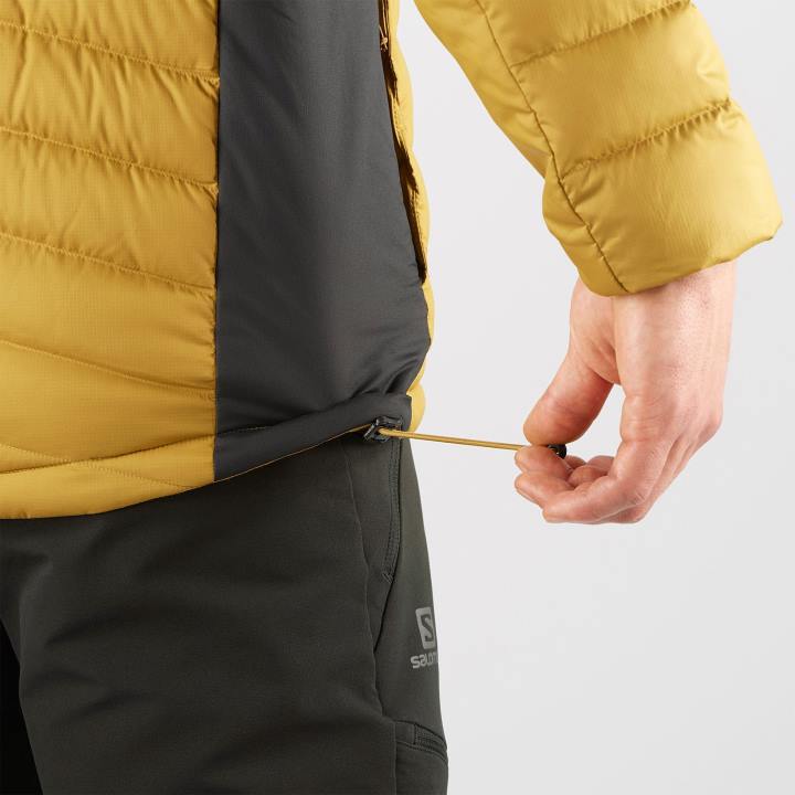 T884605 Salomon kömény-fekete férfi teljes cipzáras midlayer kabát elengedhetetlen xwarm down köményfekete