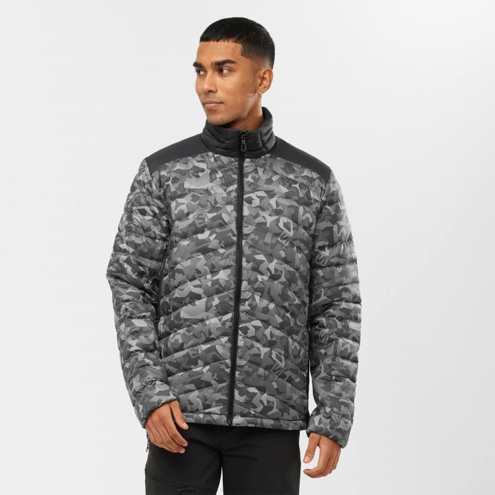 T884606 Salomon fekete-ao férfi teljes cipzáras midlayer kabát elengedhetetlen xwarm down black-ao