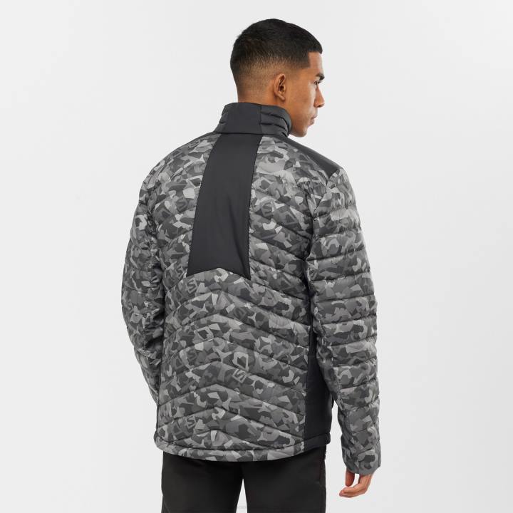 T884606 Salomon fekete-ao férfi teljes cipzáras midlayer kabát elengedhetetlen xwarm down black-ao