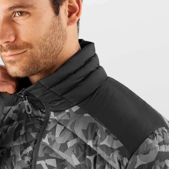 T884606 Salomon fekete-ao férfi teljes cipzáras midlayer kabát elengedhetetlen xwarm down black-ao
