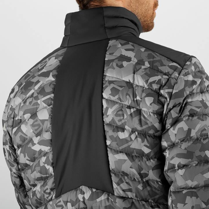 T884606 Salomon fekete-ao férfi teljes cipzáras midlayer kabát elengedhetetlen xwarm down black-ao