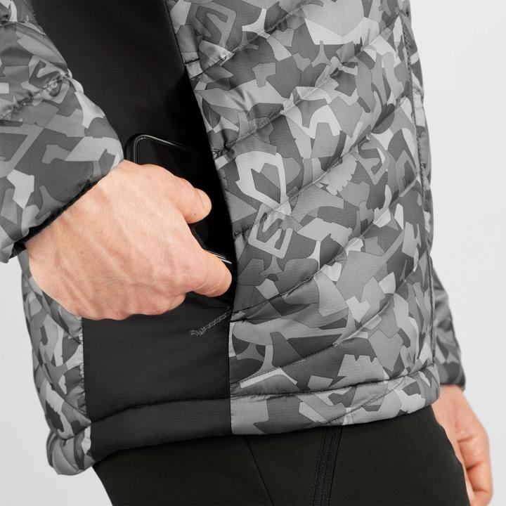 T884606 Salomon fekete-ao férfi teljes cipzáras midlayer kabát elengedhetetlen xwarm down black-ao
