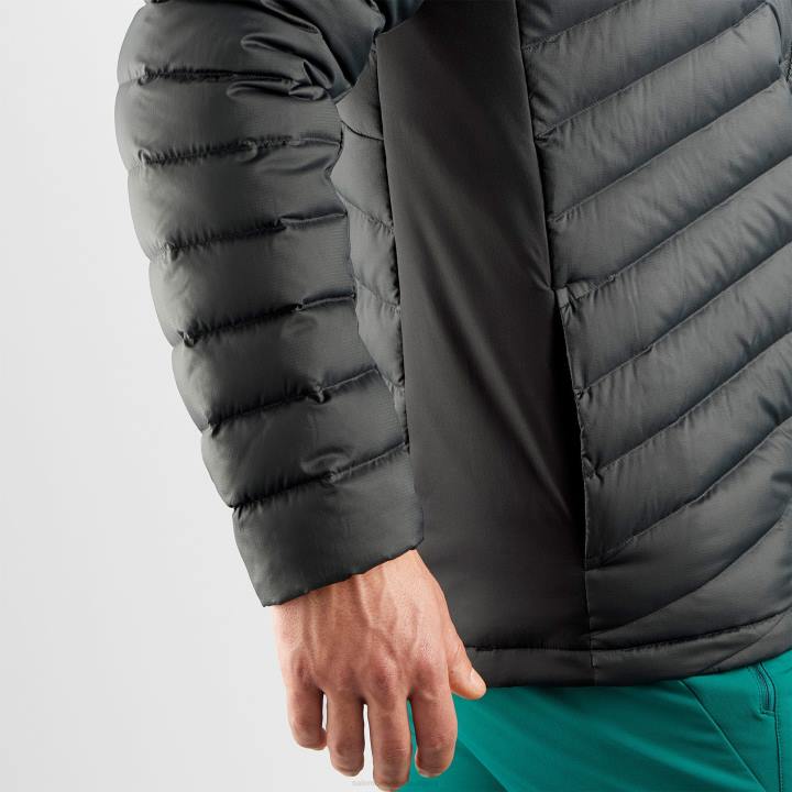 T884608 Salomon fekete férfi teljes cipzáras midlayer kabát elengedhetetlen xwarm down fekete