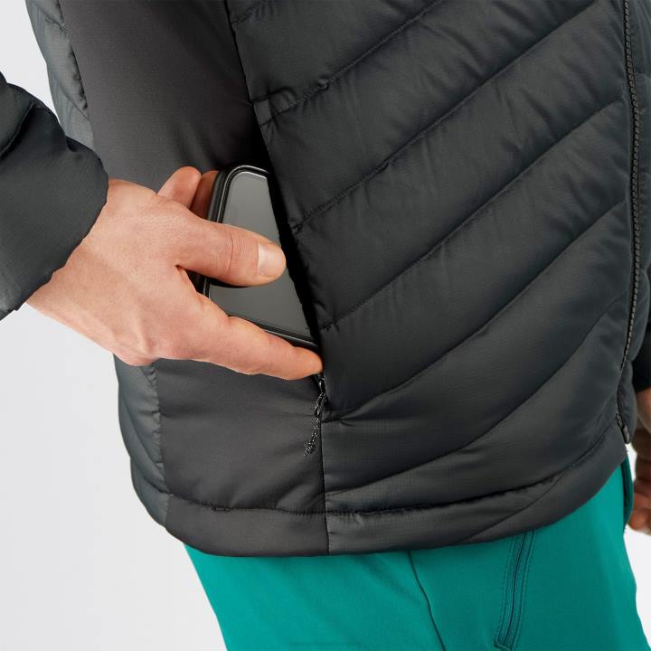 T884608 Salomon fekete férfi teljes cipzáras midlayer kabát elengedhetetlen xwarm down fekete