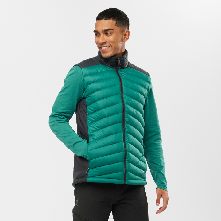 T884610 Salomon csendes-fekete férfi kapucnis kabát elengedhetetlen xwarm down pacific-black