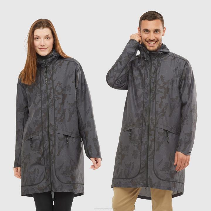 T884626 Salomon ao-fekete unisex shell kabát outlife long csomagolható ao-black