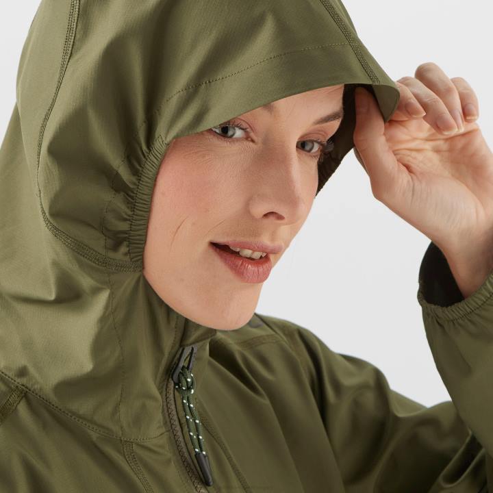 T884627 Salomon olajbogyó éjszaka unisex shell kabát outlife long csomagolható olive night