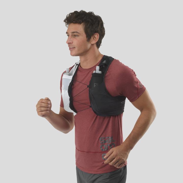 T8841043 Salomon fekete-ében-fehér uniszex futómellény lombikkal benne sense pro 5 fekete-ébenfa-fehér