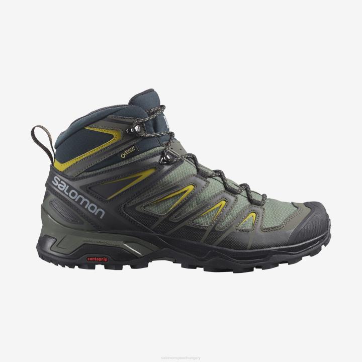 T8842284 Salomon ricinus szürke-fekete-zöld férfi túrabakancs x ultra 3 mid gore-tex ricinus szürke-fekete-zöld