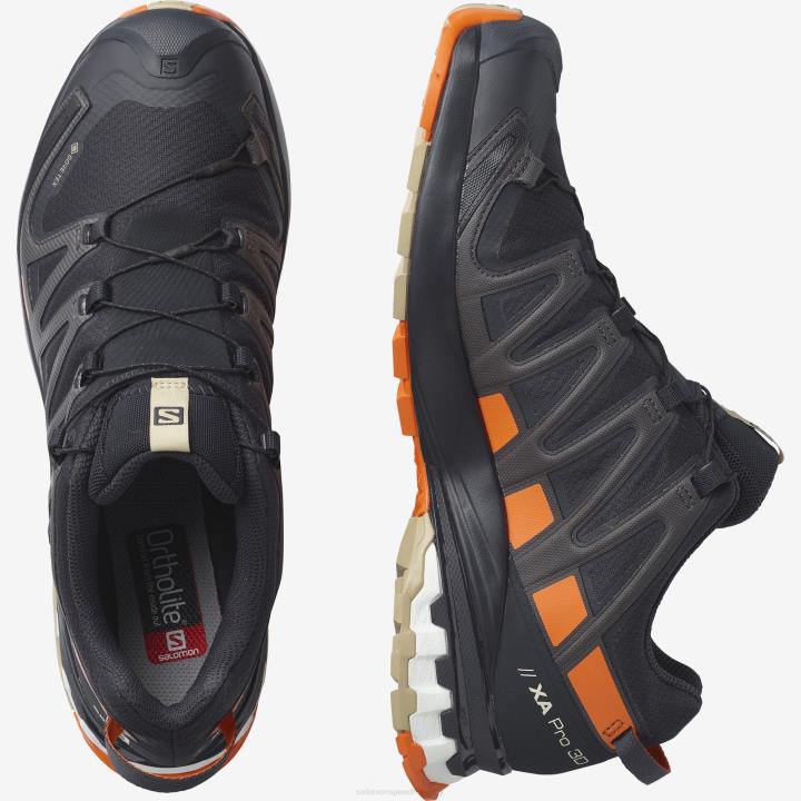 T8842825 Salomon éjszakai égbolt/vörös narancs/szafari xa pro 3d v8 gore-tex cipő férfi éjszakai égbolt vörös narancssárga szafari
