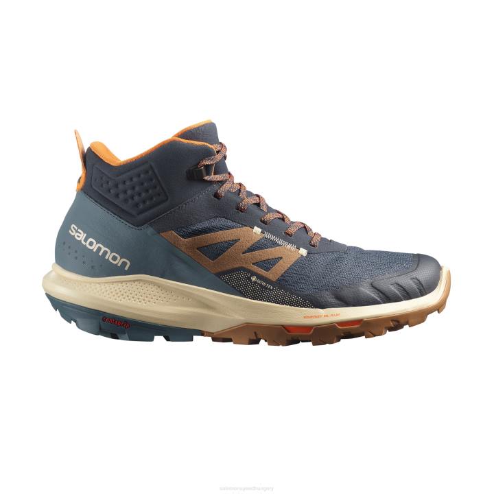 T8843047 Salomon fekete-ében-vanília jég / ében-fehérített homok-vibráló narancs outpulse mid gore-tex túrabakancs fekete-ébenfa-vanília jég