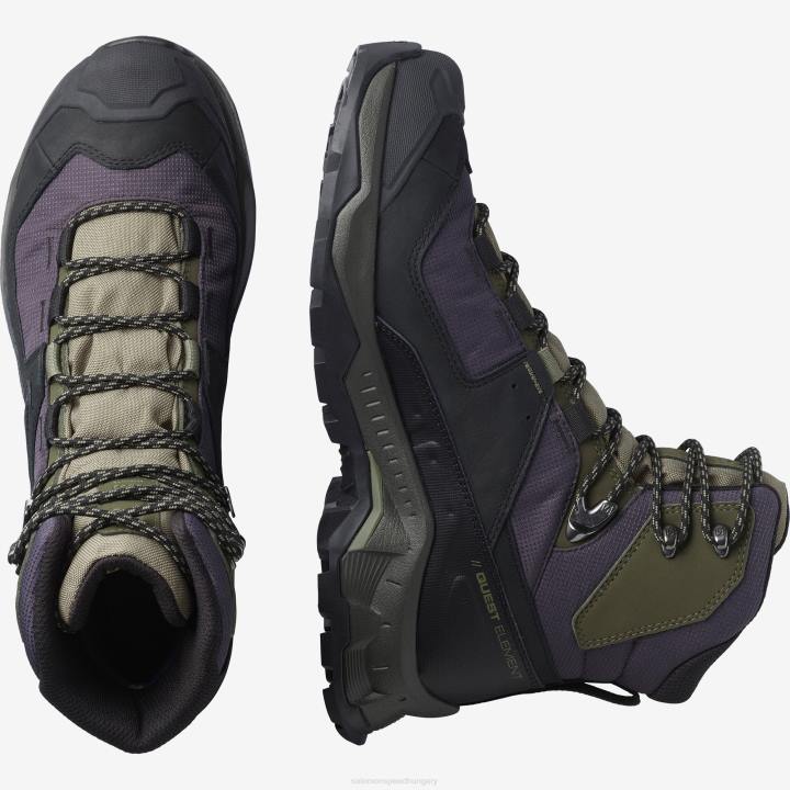 T884420 Salomon fekete / mély zuzmó zöld / olajbogyó éjszaka quest elem gore-tex férfi fekete