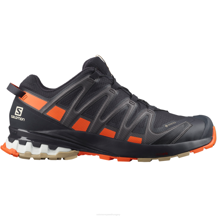 T884656 Salomon éjszakai égbolt-vörös narancs-szafari férfi trail futócipő xa pro 3d v8 gore-tex éjszakai égbolt szafari