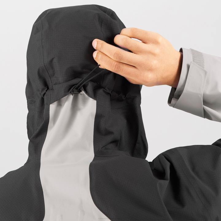 T8842842 Salomon fekete/kovácsoltvas körvonalú gore-tex hibrid kabát férfi fekete kovácsoltvas
