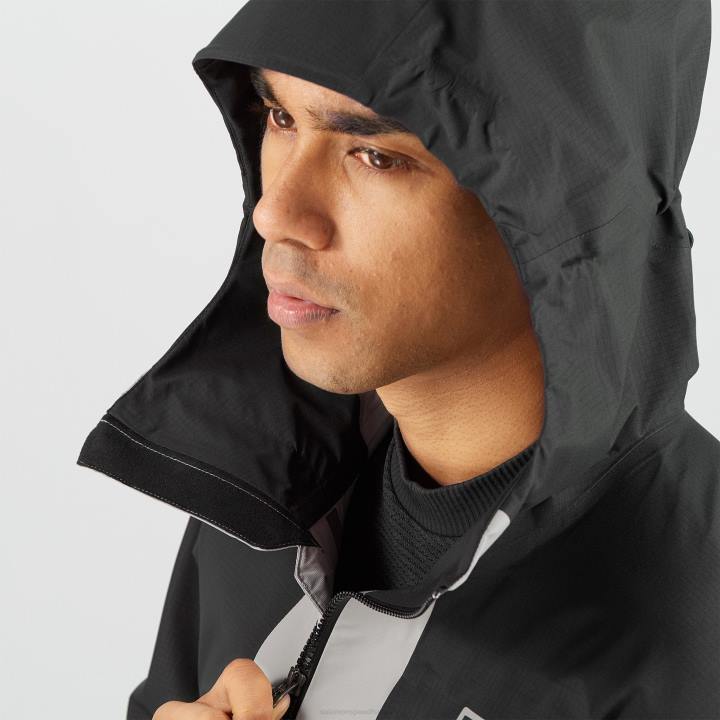 T8842842 Salomon fekete/kovácsoltvas körvonalú gore-tex hibrid kabát férfi fekete kovácsoltvas