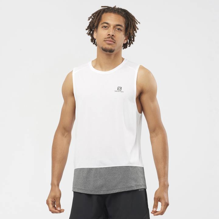 T8842882 Salomon fehér/fekete/hanga cross run tank férfi fehér fekete hanga