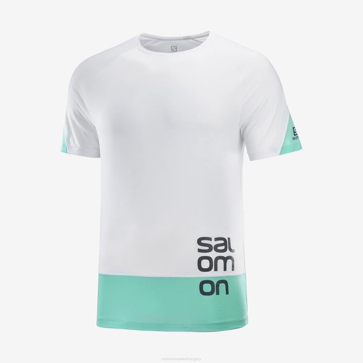T884452 Salomon fehér/medencekék/ébenfa cross run grafikus férfi fehér póló