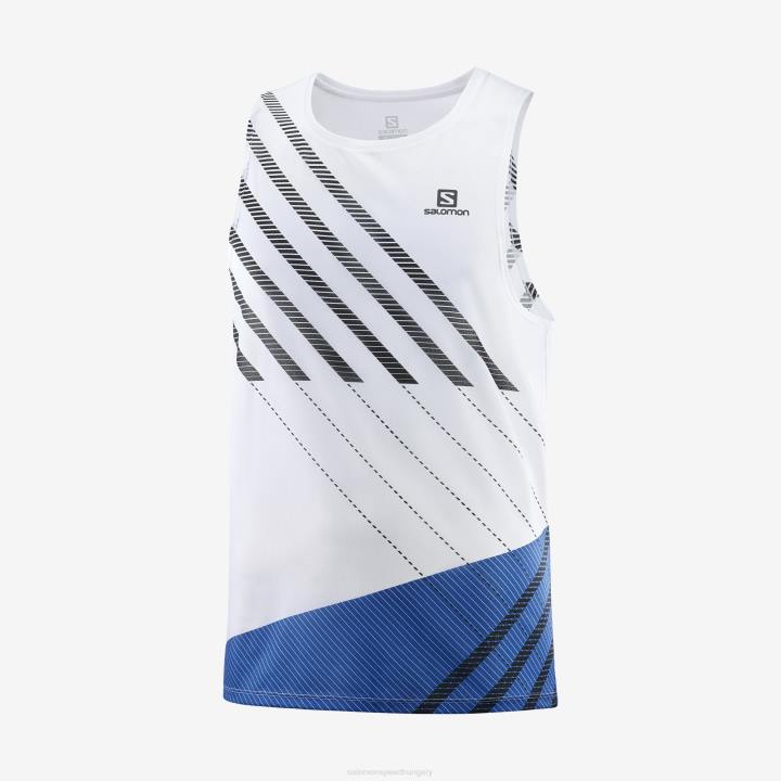 T884456 Salomon fehér/fekete/tengeri kék sense aero singlet tank férfi fehér
