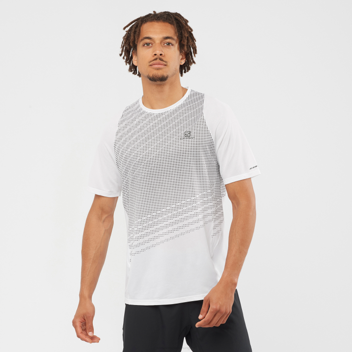 T884846 Salomon fehér fekete férfi rövid ujjú póló sense aero fehér-fekete