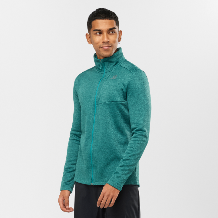 T884882 Salomon pacific-heather férfi teljes cipzáras midlayer kabát elengedhetetlen könnyű meleg hanga pacific-heather