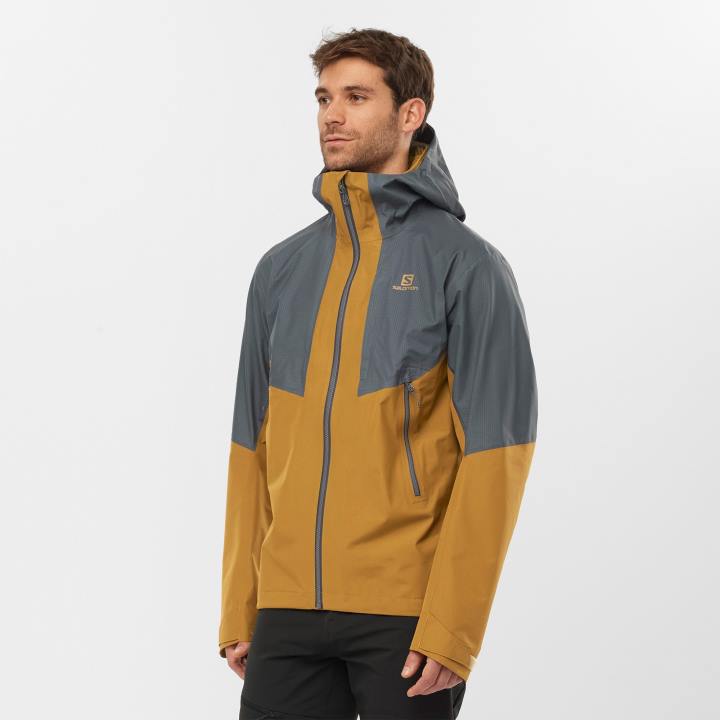T884896 Salomon ében-bronzbarna férfi kagylódzseki körvonalú gore-tex hibrid ébenfa-bronz barna