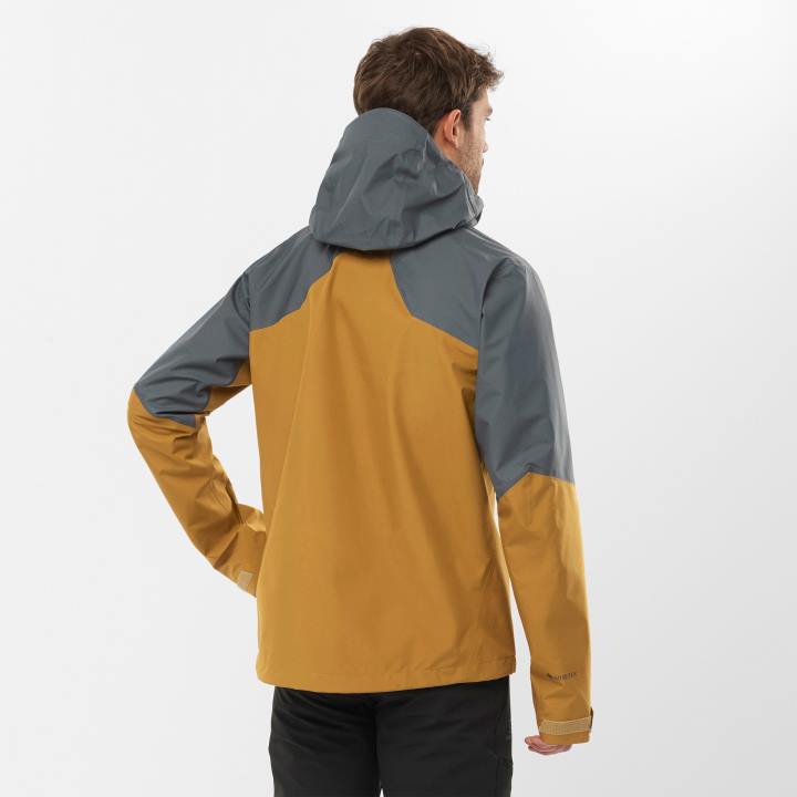 T884896 Salomon ében-bronzbarna férfi kagylódzseki körvonalú gore-tex hibrid ébenfa-bronz barna