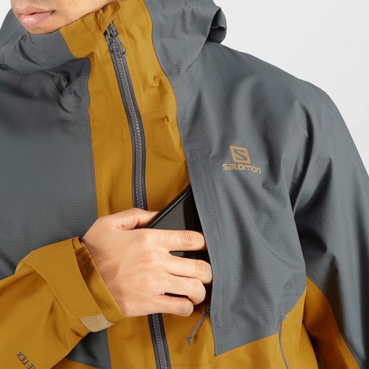 T884896 Salomon ében-bronzbarna férfi kagylódzseki körvonalú gore-tex hibrid ébenfa-bronz barna