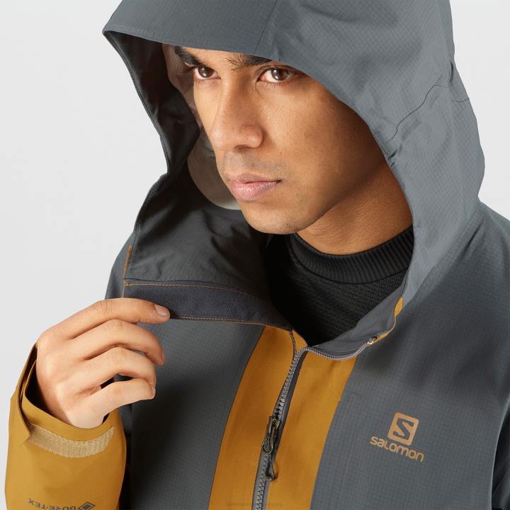 T884896 Salomon ében-bronzbarna férfi kagylódzseki körvonalú gore-tex hibrid ébenfa-bronz barna