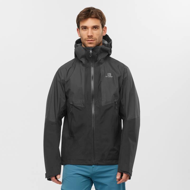 T884897 Salomon fekete férfi shell kabát körvonalú gore-tex hibrid fekete