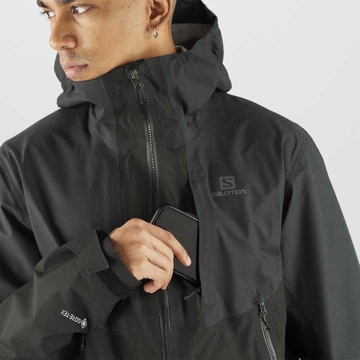 T884897 Salomon fekete férfi shell kabát körvonalú gore-tex hibrid fekete