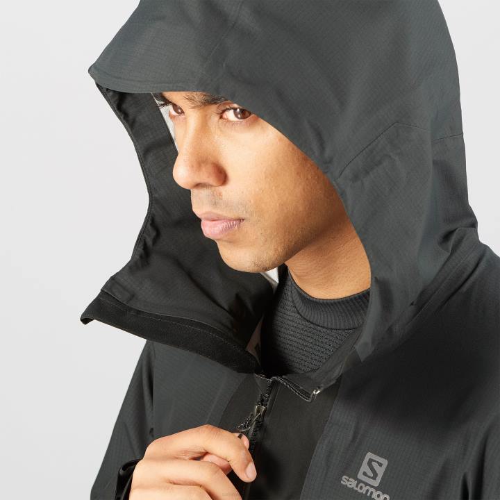 T884897 Salomon fekete férfi shell kabát körvonalú gore-tex hibrid fekete