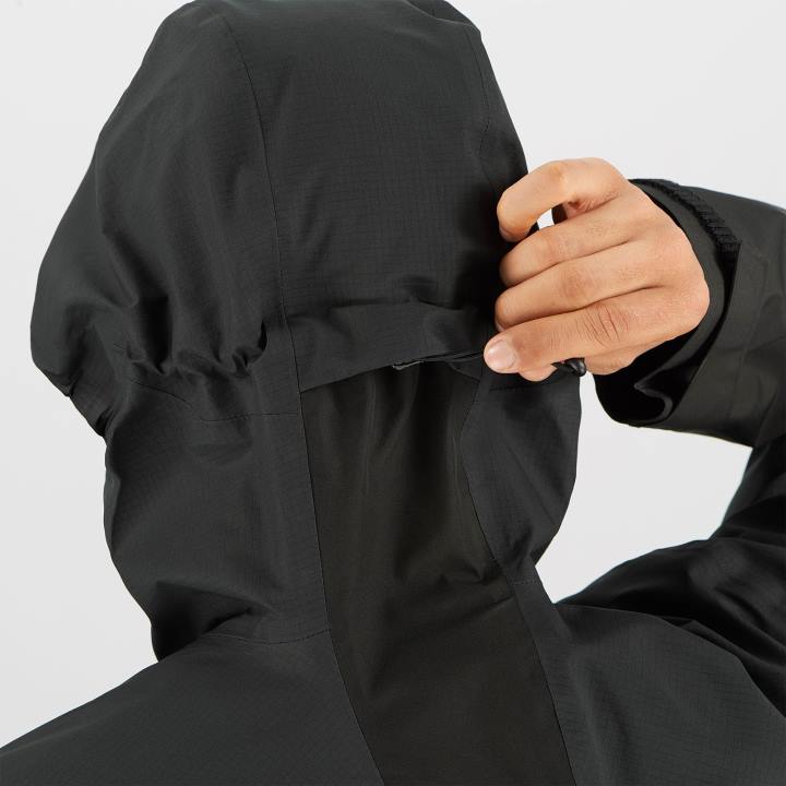 T884897 Salomon fekete férfi shell kabát körvonalú gore-tex hibrid fekete