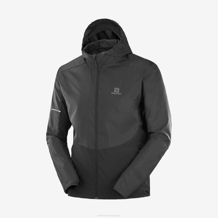 T884918 Salomon fekete férfi széldzseki kapucnis kapucnis agile wind black