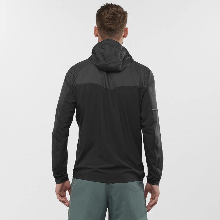 T884918 Salomon fekete férfi széldzseki kapucnis kapucnis agile wind black