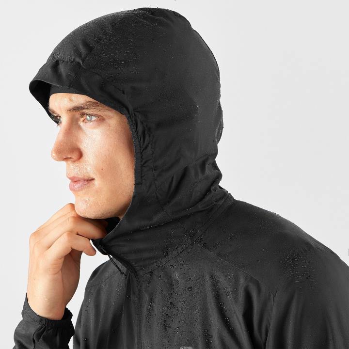 T884918 Salomon fekete férfi széldzseki kapucnis kapucnis agile wind black
