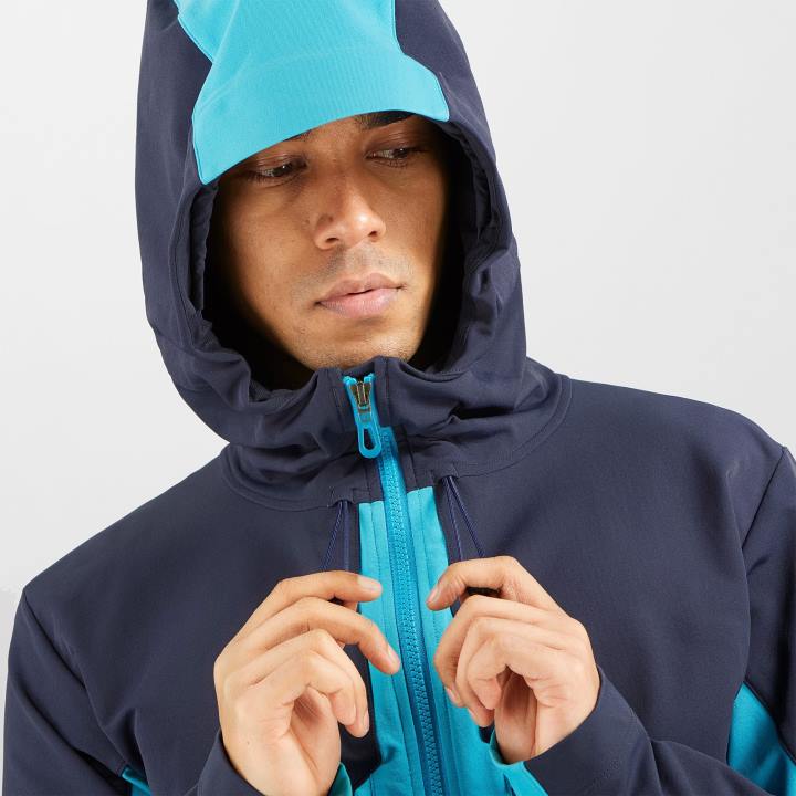 T884920 Salomon éjszakai égbolt-korallzátony férfi teljes cipzáras középső kabát outpeak softshell éjszakai égbolt-korallzátony