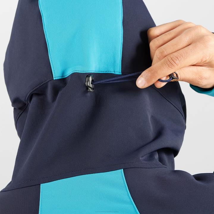 T884920 Salomon éjszakai égbolt-korallzátony férfi teljes cipzáras középső kabát outpeak softshell éjszakai égbolt-korallzátony