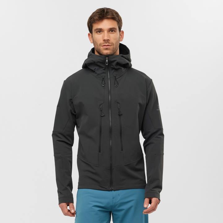 T884923 Salomon fekete férfi teljes cipzáras midlayer kabát outpeak softshell fekete