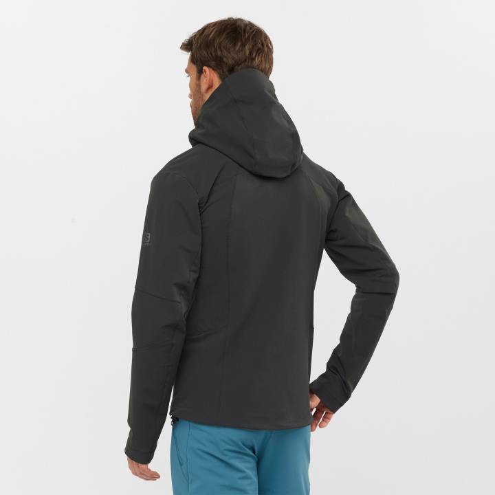 T884923 Salomon fekete férfi teljes cipzáras midlayer kabát outpeak softshell fekete