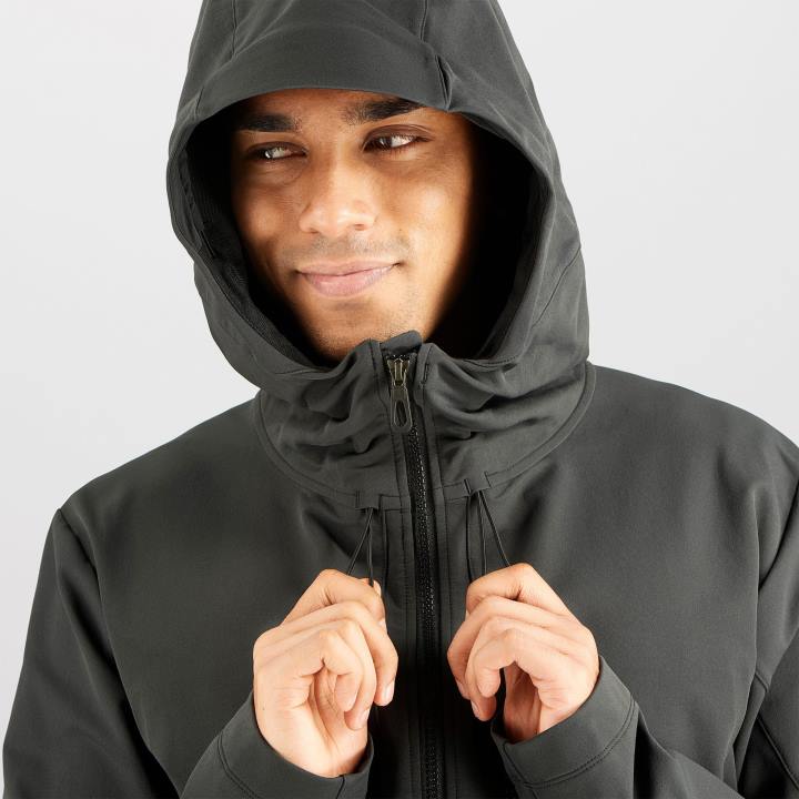 T884923 Salomon fekete férfi teljes cipzáras midlayer kabát outpeak softshell fekete