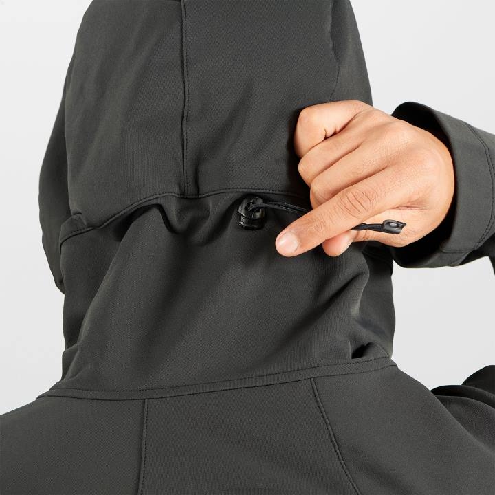 T884923 Salomon fekete férfi teljes cipzáras midlayer kabát outpeak softshell fekete