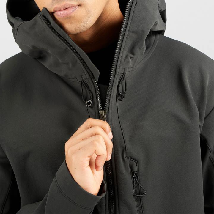 T884923 Salomon fekete férfi teljes cipzáras midlayer kabát outpeak softshell fekete