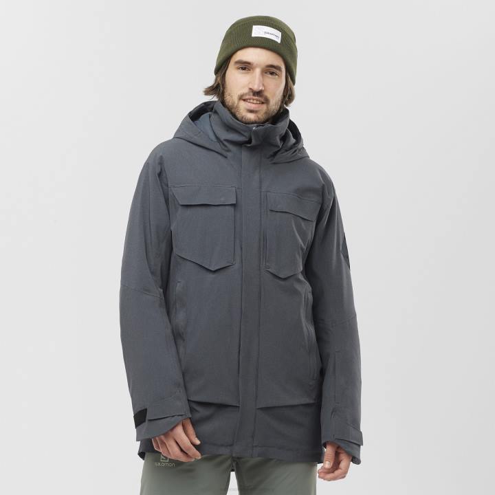 T884945 Salomon fekete-hanga férfi hőszigetelt kapucnis kabát stance cargo fekete-hanga