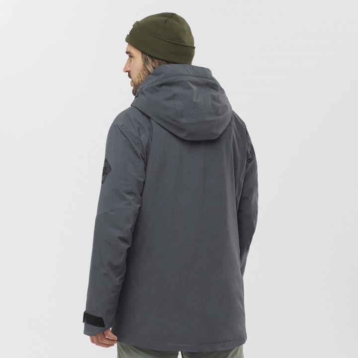 T884945 Salomon fekete-hanga férfi hőszigetelt kapucnis kabát stance cargo fekete-hanga